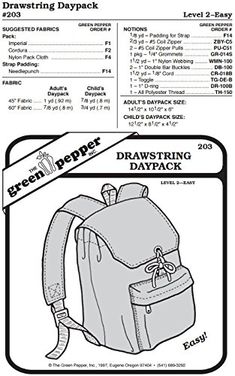 PRICES MAY VARY. Patterns and Instructions also F796 Drawstring Daypack Backpack Bag #203 Sewing Pattern (Pattern Only) Multi-sized Pattern Level 2 - Easy Also F796 Backpack Pattern Sewing, Backpack Sewing, Bushcraft Gear, Daypack Backpack, Camping Stuff, Masculine Style, Green Pepper, Homestead Survival, Morse Code