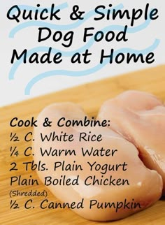 the ingredients for chicken and simple dog food made at home