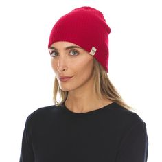 Made of 100% Merino Wool, this beanie will have you looking forward to cold days. The versatility and casual style of this ribbed-knit Merino Wool slouchy beanie ensure you look good and stay warm. A perfect beanie whether you are on a casual walk, or in the ski lodge lounging. Casual Red Soft Knit Beanie, Everyday Solid Ribbed Hat, Red Knit Casual Beanie, Casual Red Soft Knit Hat, Cold Weather Ribbed Hats, Casual Red Winter Beanie, Casual Ribbed Beanie, Casual Warm Red Beanie, Casual Ribbed Hat For Everyday