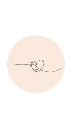 a drawing of two hearts connected by a line in the middle of a white circle