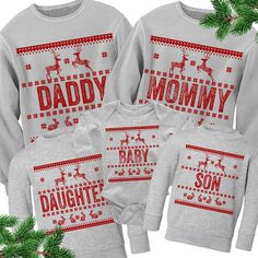 Ugly Xmas Sweatshirt. Personalized Christmas Sweaters. Christmas Outfits for Mommy Daddy Daughter So Family Matching Long Sleeve Winter Sweater, Festive Holiday Cotton Sweater, Holiday Cotton Sweater With Graphic Print, Family Matching Crew Neck Winter Sweater, Family Matching Long Sleeve Winter Tops, Christmas Sweater With Letter Print And Long Sleeves, Christmas Long Sleeve Sweater With Letter Print, Winter Festive Family Matching T-shirts, Red Christmas Top For Family Occasions