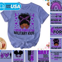 Purple Up Military Child Shirt, Month of the Military Child T-Shirt, Military Kids Toddler Tee, Purple Up For Military Kid Strong Gift PV326 Thank you for choosing our store! My goal is to provide you with a pleasant shopping experience, and I am always available to assist you. If you have any special requests or questions, please do not hesitate to message me, and I will respond as soon as possible. Here is some helpful information to guide you: HOW TO ORDER: Select your desired color and size. Purple Casual Top For Awareness Events, Casual Purple Top For Awareness Events, Purple T-shirt With Letter Print For Awareness Events, Purple T-shirt For Awareness Events With Letter Print, Cotton Tops With Letter Print For Awareness Events, Month Of The Military Child, Military Kids, Bella Canvas Tees, Text Box