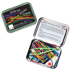 Pick-Up Sticks On-the-Go Play Set, Shop Sweet Lulu Kids Travel Games, Mint Tin Crafts, Tin Ideas, Tin Crafts, Mini Gifts, Film Canister, Pick Up Sticks, Altoids Tins, Bible School Crafts