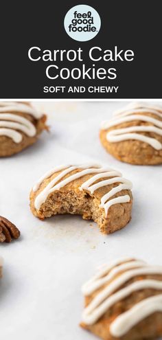 carrot cake cookies with white icing and pecans