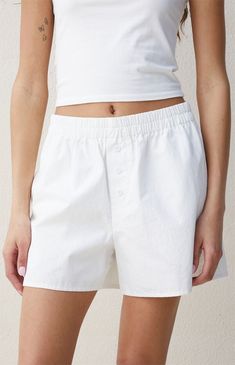 Beverly & Beck White Boxer Shorts | PacSun White Boxer Shorts, White Boxers, Boxer Shorts, White Shop, Beck, Pacsun, Wardrobe, Closet, White