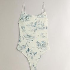 Gorgeous Swimsuit I Bought But Got The Wrong Size :( Super Soft And Comfortable Though! Blue Printed Summer Bodysuit, Sleeveless Tropical Print Bodysuit For Summer, Summer One-piece Cotton Swimwear, One-piece Cotton Summer Swimwear, Summer Beach Cotton Bodysuit, Cotton One-piece Summer Swimwear, Summer Cotton Lined Bodysuit, Summer Cotton Bodysuit With Lined Body, Casual Printed One-piece Bodysuit