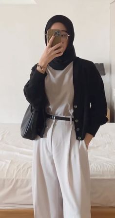 Minimal Style Outfits, Outfit Ngampus, Outfit Hijab Casual, Hijab Aesthetic