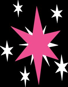 a pink star with white stars in the middle on a black background, as if it were an ornament