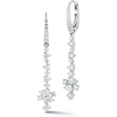 Sofer Jewelry - Diamond Huggie Earring With Mixed Shape Diamonds Drop in 14K White Gold White Gold Pear-shaped Earrings With Single Cut Diamonds, Luxury 14k White Gold Diamond Earrings, Elegant Marquise Diamond Earrings In Platinum, Elegant Marquise Single Cut Diamond Earrings, White Gold Marquise Earrings With Single Cut Diamonds, Elegant Marquise Platinum Diamond Earrings, White Gold Diamond Earrings With Elegant Design, Elegant Marquise Platinum Earrings, Luxury Cluster Diamond Cut Earrings