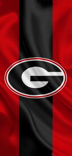 the university of georgia flag is shown in red and black