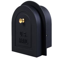 a black mailbox with the word u s mail on it