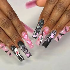 Comes With Stick On And Nail File I Have Many Styles Available Smoke Free Home All Reasonable Offers Accepted Bundle And Save Horror Nails, Holloween Nails, Halloween Acrylic Nails, Dope Nail Designs, Halloween Nail Designs, Halloween Nail, Pink Acrylic Nails, Halloween Nail Art, Dope Nails