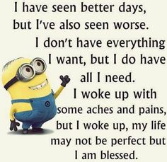 a minion saying i have been better days, but i've also seen worse