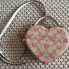 Brand New Coach Heart Crossbody Bag Signature Canvas Heart Print Coach Heart Crossbody, Heart Crossbody Bag, Luxury Bags Collection, Swag Bag, Girly Bags, Bags Coach, Luxury Purses, Fancy Bags, Heart Bag