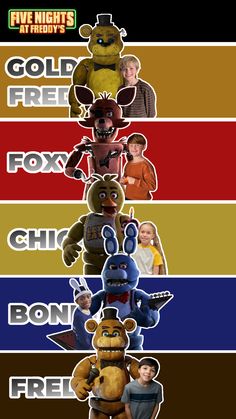 five nights at teddy's movie poster with four different characters in the same line