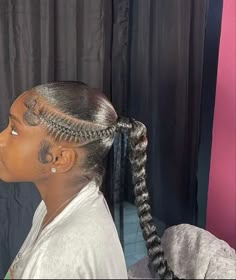 Sleek Styles For Natural Hair, Design Braided Ponytail, Sleek Ponytail Weave With Braid, Sleek Braided Ponytail, Quick Weave Hairstyles, Cute Braided Hairstyles, Braids Hairstyles Pictures