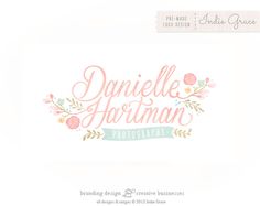 the logo for danielle hartman photography is shown in pink, blue and green colors