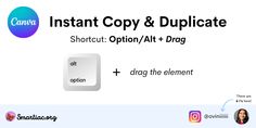 the instant copy and duplicate button for photoshopped with an instagram logo on it