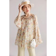 Discover Timeless Style and Comfort Embrace the perfect blend of elegance and comfort with our Floral Ruffle Silk-Blend Casual Blouse. Designed for the modern woman who appreciates both style and functionality, this blouse is a versatile addition to any wardrobe. Whether you're dressing up for a casual outing or adding a touch of sophistication to your everyday look, this blouse is sure to become your go-to choice. Product Features Material Composition: Luxurious blend of 40% Mulberry Silk and 60% Viscose, offering both durability and a soft touch. Design: Charming floral pattern, complemented by delicate ruffles and a classy round neck. Sleeve Style: Full-length raglan sleeves, providing a relaxed and comfortable fit. When to Wear? This blouse is your all-season companion. It's perfect fo Blouse Designed, Cardigan Sweater Vest, Floral Ruffle, Casual Blouse, Mulberry Silk, Floral Blouse, Timeless Style, Semi Formal, Modern Woman