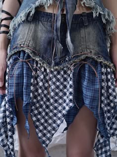 Broken Feeling Irregular Design Denim Skirt – ARCANA ARCHIVE Harajuku Blue Outfit, Fancy Clothes, Street Punk, Harajuku Style, Concept Clothing, Skirt Summer, Causual Outfits, Daily Dress, Harajuku Fashion