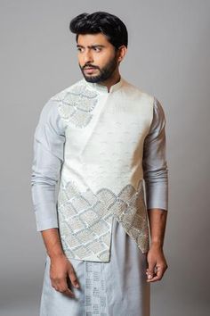 Shop for Paarsh White Linen Satin The Glowing Coral Embroidered Bundi Kurta Set for Men Online at Aza Fashions Wedding Dress For Boys, Indo Western Dress For Men, Dad Outfits, Kurta Set For Men, Indo Western Dress, Luxury Sale, Nehru Jackets, Satin Color, Thread Work