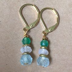 New Earrings Approx 1.2” Total Length Natural Genuine Gemstones Blue Aquamarine, Rainbow Moonstone, Green Emerald Leverback Gold Filled Wires Effortless, Perfect, Simple Everyday Earrings Handcrafted Item Handmade In Us Great Gift Idea Fast Shipping Please Review My Other Exclusive Handcrafted Jewelry On Sale Additional 10% Discount With Bundle 2+ Blue Moonstone Earrings For Gift, Blue Moonstone Round Earrings, Everyday Blue Earrings With Natural Stones, Blue Moonstone Earrings With Natural Stones, Blue Moonstone Jewelry With Matching Earrings, Blue Moonstone Drop Earrings, Nickel Free Blue Aquamarine Earrings, Blue Aquamarine Nickel-free Earrings, Handmade Gold Aquamarine Earrings