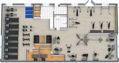 an overhead view of a gym floor plan