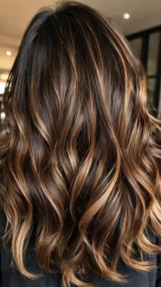 Brunette Brilliance: Dark Brown Balayage Ideas That Will Make You Swoon! 🤩✨ | by PrimePicks | Medium Dark Chestnut Brown Hair With Highlights, Unique Hair Dye Ideas Brunettes, Dark Brown Lowlights Brunettes, Highlights And Lowlights For Brunettes, Chestnut Brown Balayage, Caramel Highlights On Dark Hair, Brown Hair Highlights, Lowlights Hair, Highlights On Dark Hair