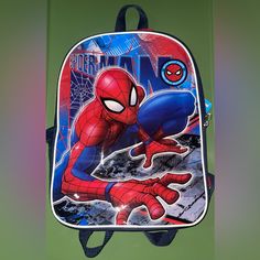 This Spider-Man Backpack Is Here To Save The Day For Your Little Marvel Fan. This Lightweight School Bag Is Perfect For Your Younger Child Or Toddler And Has A Great Large Open Compartment Perfect For Light Books, Notebooks, Lunch, Snack And More! This Spider-Man Bag Is Perfect For School, Camp, Daycare, Trips And All Those Times In Between. Marvel Spider-Man Backpack 15" Boys Girls Kids Toddlers Blue Themed Back-to-school Bag, Themed Backpack For School, Themed School Backpack, Themed Backpack For End Of School Year, Blue Rectangular Backpack For School Events, Themed Backpack For Back To School, Red Character Bag For School, Themed Standard Backpack For School, Themed Blue Backpack For End Of School Year