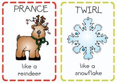 two cards with pictures of animals and snowflakes