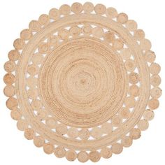 a round rug made out of jute with circles in the center on a white background