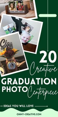 graduation photo collage with the words 20 creative graduation pictures