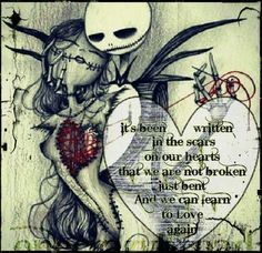 a drawing of a skeleton holding a heart with the words it's been written on the