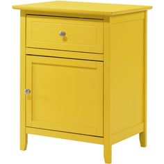 a small yellow cabinet with two drawers