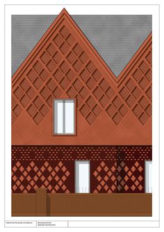 an image of a house that is made out of red bricks and has two windows