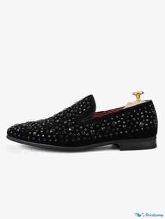 OrcaJump - Classic Studded Rhinestone Black Slip-On Loafers - Ideal for Dressy Occasions, Proms, and Weddings Fall Shoes, Black Slip Ons, Summer Fall, Types Of Shoes, Night Out, Loafers, Slip On, Spring Summer, Prom