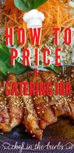 the cover of how to price a catering job, with an image of meat and vegetables