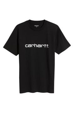 A classic logo graphic at the chest brings big Carhartt energy to an all-cotton T-shirt you'll wear on repeat. 29" length (size medium) Crewneck Short sleeves 100% cotton Machine wash, tumble dry Imported Classic T-shirt With Logo Lettering For Streetwear, Carhartt Work In Progress, Script Logo, Classic Logo, On Repeat, Logo Graphic, Cotton Tshirt, Graphic Tshirt, Short Sleeves