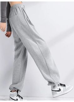 Elastic Waist Drawstring Baggy Sweatpants - SHExFAB Casual Wide Leg Sweats For Streetwear, Sporty Straight Joggers For Fall, Fall Sporty Straight Joggers, Baggy Straight Leg Sweatpants With Drawstring, Baggy Sweatpants Trousers For Fall, Baggy Sporty Sweatpants For Fall, Baggy Fall Full Length Sweatpants, Sporty Baggy Sweatpants For Fall, Sporty Ankle-length Sweatpants For Fall