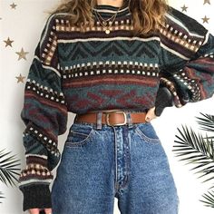 Woolen Sweater, Mode Hippie, Woolen Sweaters, Retro Sweater, Casual Tops For Women, Mode Inspo, Knitting Women Sweater, Winter Mode