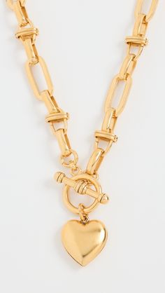 Brinker & Eliza Barbie Necklace | Shopbop Metal Necklaces With Heart Pendant And Toggle Clasp, Gold-tone Heart Pendant Chain Necklace Tarnish Resistant, Gold-tone Heart Pendant Chain Necklace, Gold Heart Pendant Toggle Necklace, Gold Heart Necklace With Toggle Clasp Gift, Elegant Gold Toggle Necklace For Valentine's Day, Gold Toggle Necklace With Heart Pendant, Elegant Heart Pendant Toggle Necklace, Heart Pendant Toggle Necklace With Adjustable Chain