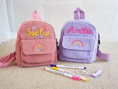 Design and Personalization Each backpack in our collection is thoughtfully designed with the little ones in mind, ensuring a blend of charm and practicality for their everyday adventures. We take pride in offering a touch of individuality to each backpack, making it a unique possession for your child. Let their imagination soar as they proudly carry a backpack that bears their name, truly making it their own. Size:7inx7.5inx4.5in Customization Options Our backpacks come in a variety of colors to cater to the diverse preferences of families. Choose from our selection and personalize it further by using the "Personalization Box" to add your child's name (up to 7 letters). You can also opt for patterns or specify a design that resonates with your child's interests. Don't forget to select the Cute Backpack As Gift, Cute Backpack For Gift, Cute Customizable Backpack For Gift, Cute Standard Backpack As Gift, Cute Standard Backpack For Gift, Cute Gift Backpack, Cute Customizable Backpack For Gifts, Cute Customizable Backpack, Cute Rectangular Backpack For Gift