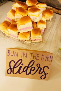 sliders Girl Baby Shower Food, Work Baby Showers, Baby Shower Food For Girl, Baby Shower Menu, Sprinkle Shower, Baby Shower Treats, Baby Shower Theme Decorations, Baby Reveal Party