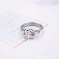 Cushion Cut Diamond Ring Halo, Wedding Rings Cushion Cut, Wedding Rings Cushion, Best Wedding Rings, Henri Daussi, Wedding Ring Cushion, Cushion Cut Diamond Engagement Ring, Engagement Ring And Wedding Band, Fine Engagement Rings