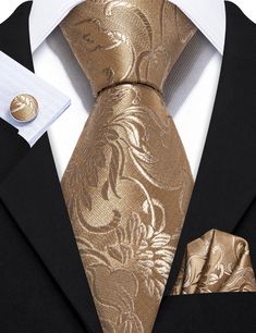 Brand: Barry Wang Material: 100% Silk What You Get: Same design Tie, Pocket Square & Cufflinks? Size: Necktie in 59" Length & 3.35" width at the tip, pocket square in 9"x 9"size Quality: Barry Wang Focus on Ties for Many Years, Good Quality Interlining Makes Our Ties Weighted and Elastic, Which are Easily Designed for A Perfect Knot.For More Quality Stylish Ties with Unbeatable Price, Please Click Our shop to Check More.With So Much Choice and Impeccable Quality, There's No Excuse Not to Have A Champagne Tie, Gold Tie, Mens Silk Ties, Unique Ties, Cufflink Set, Tie Shop, Men's Tie, Wedding Ties, Tie Set