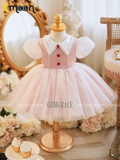 10% off now|Free shipping world-wide. Baby Collar Vintage Style Polka Dot Tulle Girls Party Dress with Sleeves at GemGrace. Click to learn our pro custom-made service for wedding dress, formal dress. View #PinkFlowerGirlDresses for more ideas. Party Dress With Sleeves, Party Dresses With Sleeves, Pink Flower Girl Dresses, Dress With Sleeves, Girls Party Dress, Girls Party