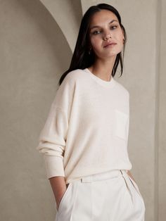 Caro Lightweight Cashmere Sweater | Banana Republic Beautiful Wardrobe, Wardrobe Refresh, European Summer Outfits, Sweaters Online, Chunky Sweater, Cover Photo, Outerwear Sweater, Inspiration Style, Sweater Knit