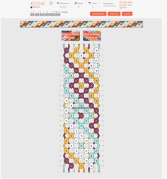 an image of the pattern for a bracelet with different colors and designs on it's side