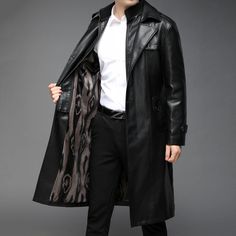 Stay warm and stylish with our PU leather long coat. Crafted from faux leather, this long coat offers a touch of luxury without breaking the bank. Get the look and feel of real leather while staying on budget. Benefits: Comfort & Warm Gender: Men Season: Autumn/Winter Material: Polyester 30%, Ecological leather 70% Please check the size chart carefully before placing the order FOR MORE INFORMATION PLEASE CONTACT: antonioclothingstore@gmail.com FREE SHIPPING WORLDWIDE ON ALL ORDERS 14 DAYS RETURN Long Leather Outerwear For Fall, Winter Business Faux Leather Outerwear, Elegant Faux Leather Winter Jacket, Elegant Long Coat Leather Jacket For Winter, Elegant Long Leather Coat For Winter, Winter Faux Leather Long Coat, Luxury Long Black Outerwear, Elegant Black Leather Long Coat, Luxury Faux Leather Long Sleeve Outerwear