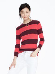 product photo Rugby Stripe, Rugby Fashion, Vs Models, Stitch Fix Stylist, Clothes Style, Women's Sweaters, Sweater Women, Pima Cotton, Cashmere Sweaters